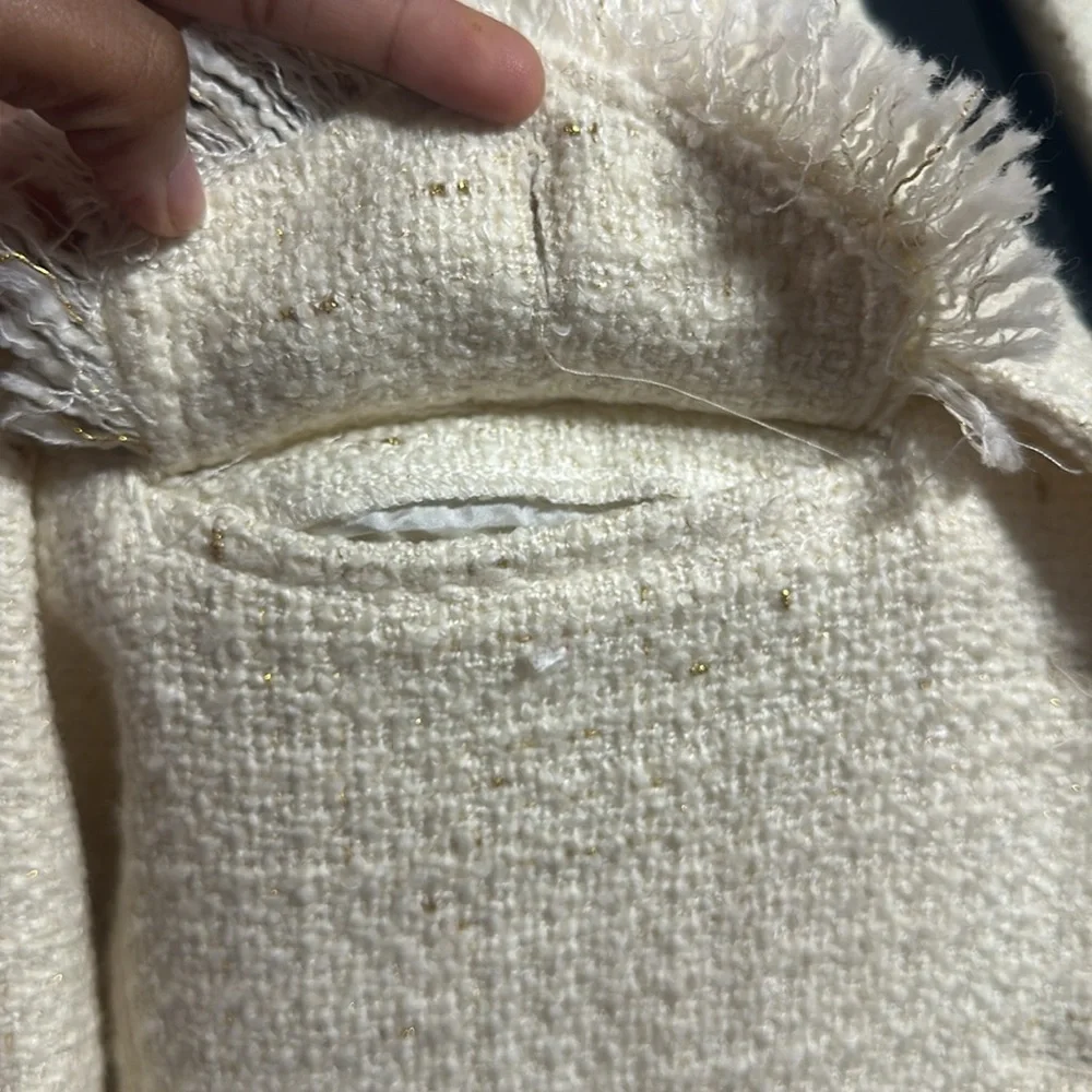 LULUS Prim and Proper Cream Tweed Jacket Size L